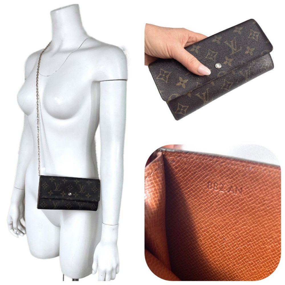 Auc Louis Vuitton Brown Mono Bi-Fold Long Wallet - Picture 1 of 15